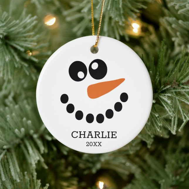 Snowman Personalisiert Keramik Ornament (Baum)