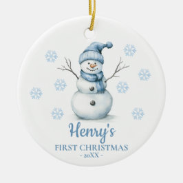 Snowman Personalized Baby's First Christmas Keramik Ornament