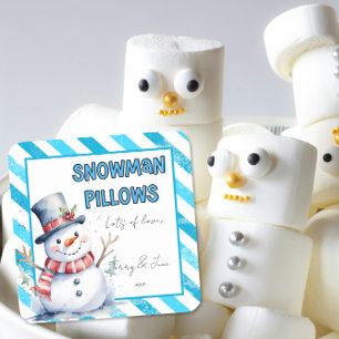 Snowman Pillows Weihnachtsgeschenk Tag frech elf Quadratischer Aufkleber