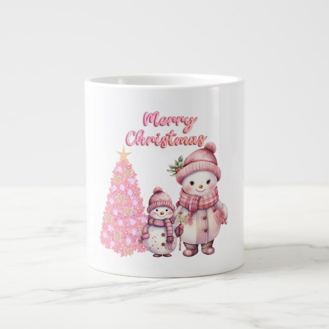 Snowman Pink Weihnachtsspezialität Tasse (Vorderseite)