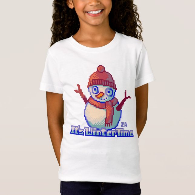 Snowman Pixel Art T-Shirt (Vorderseite)