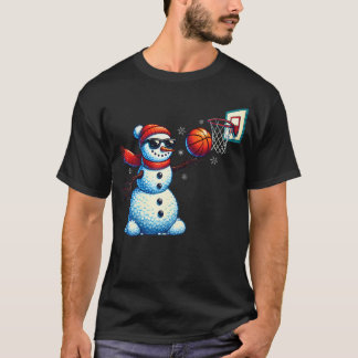 Snowman Playing Basketball Lovers Boys Men Xmas Ch T-Shirt