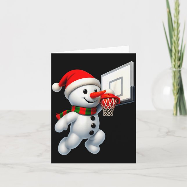 Snowman Playing Basketball Merry Christmas Pajamas Karte (Vorderseite)