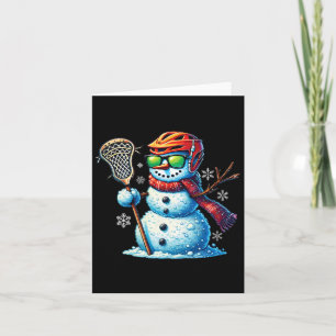 Snowman Playing Lacrosse Funny Lacrosse Player Chr Karte