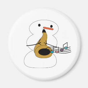 Snowman Playing Saxophon Magnet