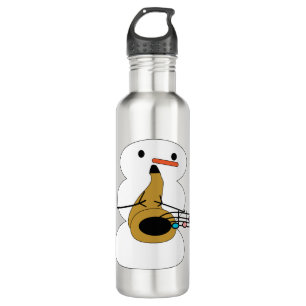 Snowman Playing Saxophone Musiknoten Edelstahlflasche