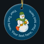 Snowman Plumber Keramik Ornament<br><div class="desc">Ein Schneemann mit einem Kolben ist ein lustiges Geschenk-Design für Klempner an Geburtstagen und Winterferien.</div>
