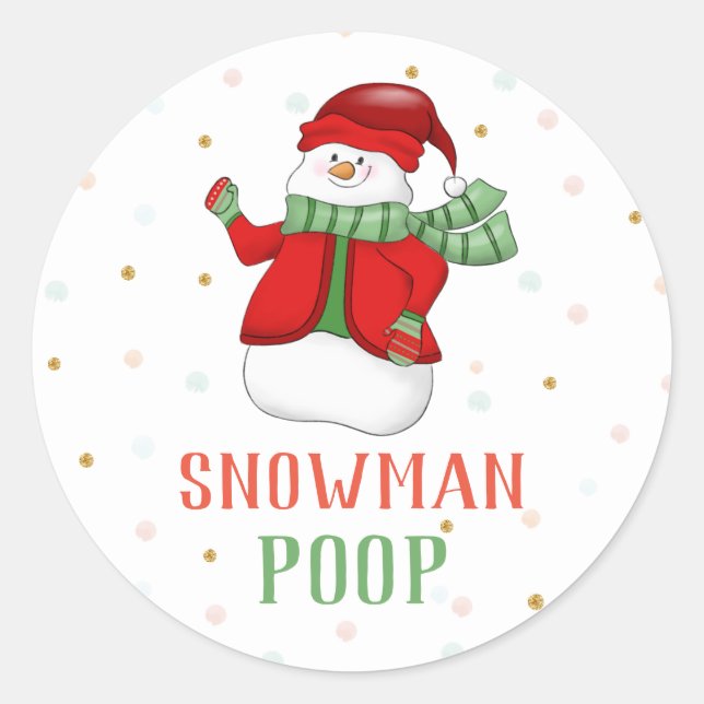 Snowman Poop Sticker Weihnachtsfeier Gefallen Labe (Vorderseite)