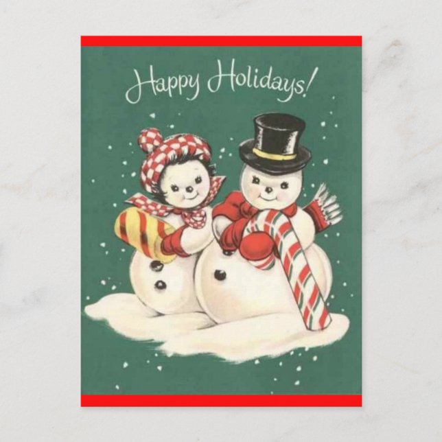 Snowman Post Card Feiertagspostkarte (Vorderseite)