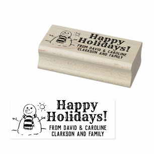 Snowman Print Your Happy Holidays Geschenk Tag Nac Gummistempel