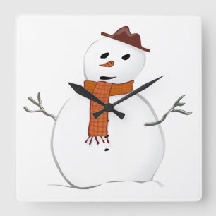 Snowman Quadratische Wanduhr