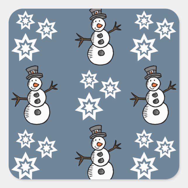 Snowman Quadratischer Aufkleber (Vorderseite)