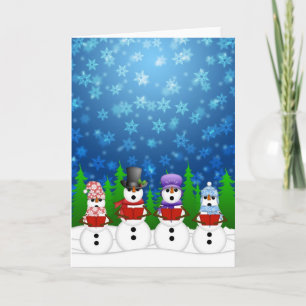 Snowman Quartett Caroler Snowy Night Poster Feiertagskarte
