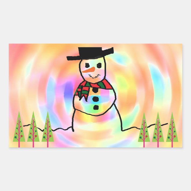 Snowman Rechteckiger Aufkleber (Vorderseite)