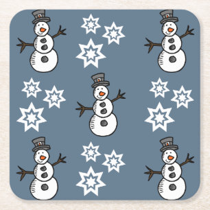 Snowman Rechteckiger Pappuntersetzer