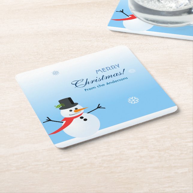 Snowman Rechteckiger Pappuntersetzer (angewinkelt)