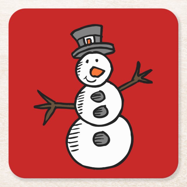 Snowman Rechteckiger Pappuntersetzer (Vorderseite)