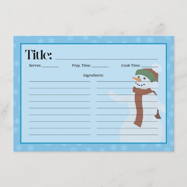 Snowman Recipe Card Save The Date (Vorderseite)