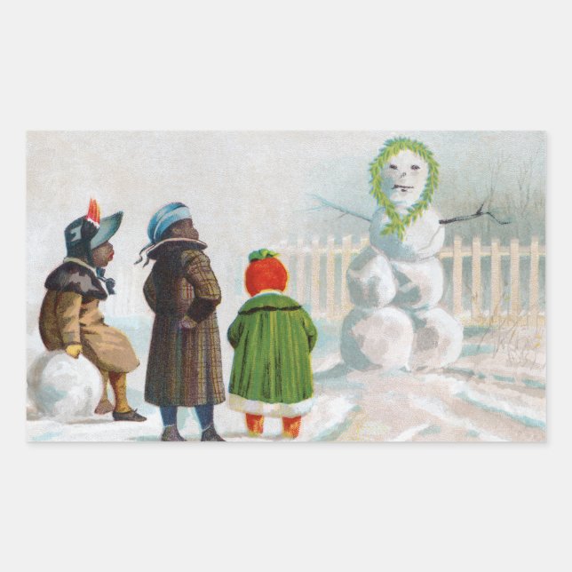 Snowman Rectangle Stickers (Vorderseite)