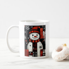 Snowman Red, Black & White Holiday Cheer Kaffeetasse