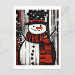 Snowman Red, Black & White Holiday Cheer Postkarte