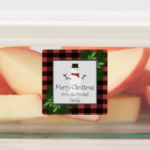 Snowman Red Buffalo Kariert Baking Labels Etiketten