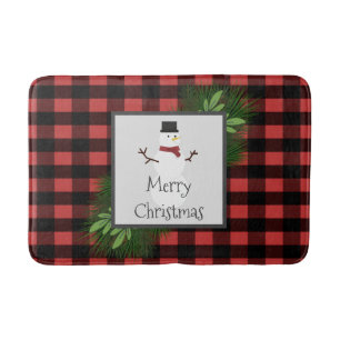 Snowman Red Buffalo Kariert Bath Mat Badematte