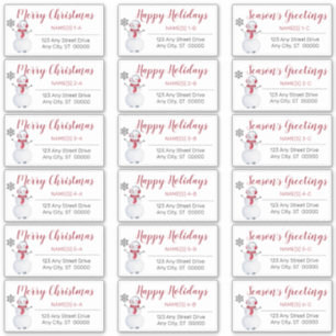 Snowman Red Grau Christmas Address Labels