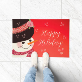 Snowman Red Holiday Design Fußmatte