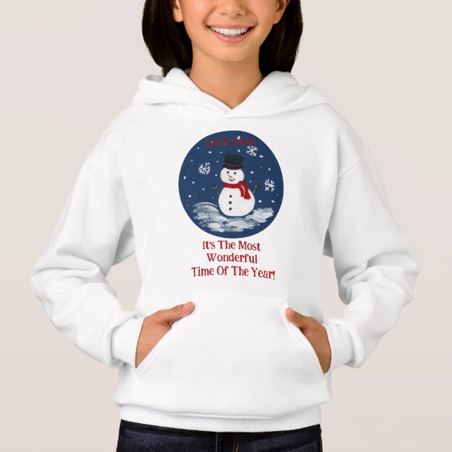 Snowman Red PERSONALIZE Hoodie (Vorderseite)