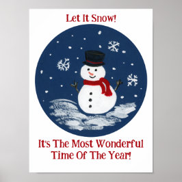 Snowman Red Wonderful Time Year PERSONALIZE Poster