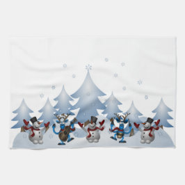 Snowman Reindeer Winterurlaub Weihnachten Handtuch