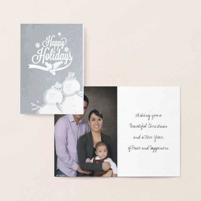 Snowman Retro Happy Holidays Folienkarte (Anzeige)