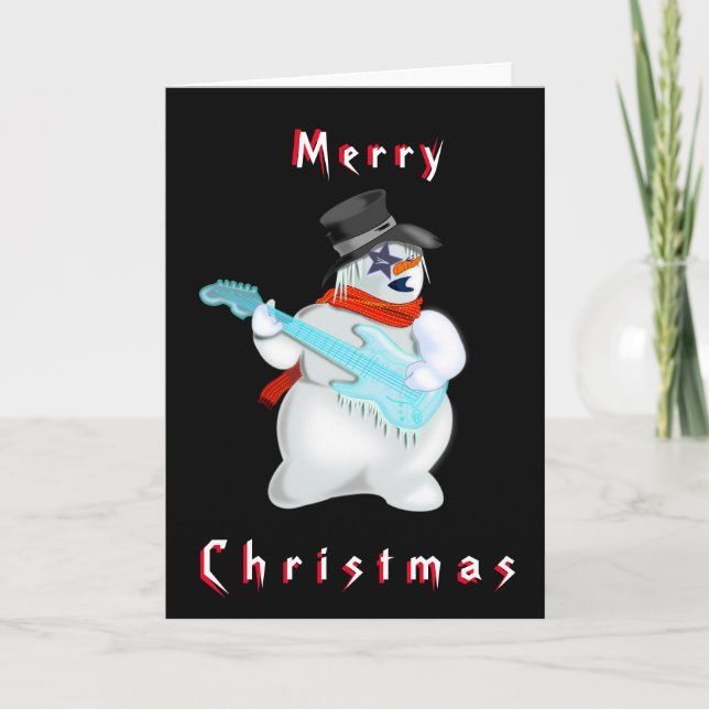 Snowman Rock Funny Weihnachtskarte Karte (Vorderseite)