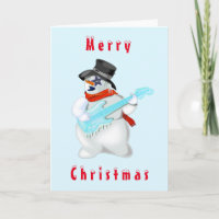Snowman Rock Music Gitarrist Weihnachtskarte