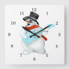 Snowman Rock Wall Clock Quadratische Wanduhr