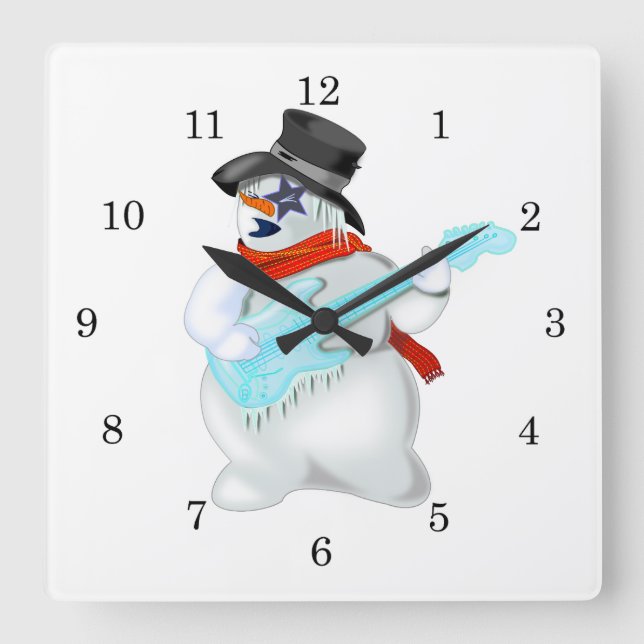 Snowman Rock Wall Clock Quadratische Wanduhr (Vorderseite)