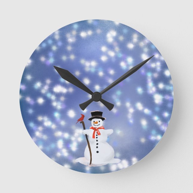 Snowman Runde Wanduhr (Vorderseite)