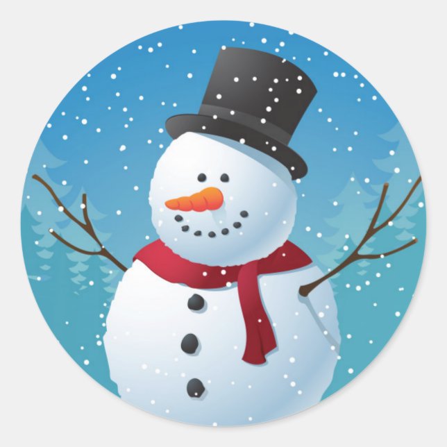 Snowman Runder Aufkleber (Vorderseite)