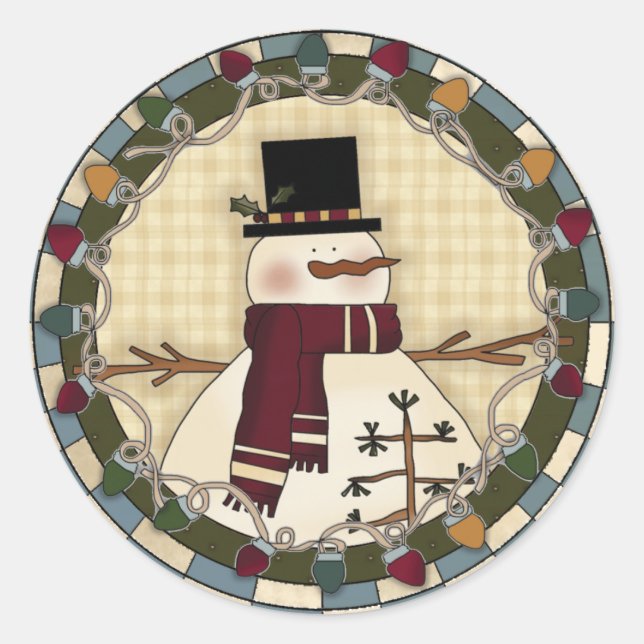 Snowman Runder Aufkleber (Vorderseite)