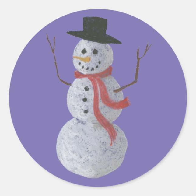 Snowman Runder Aufkleber (Vorderseite)
