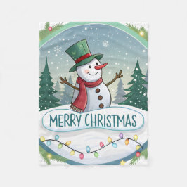Snowman’s Joyful Christmas Welcome Fleecedecke