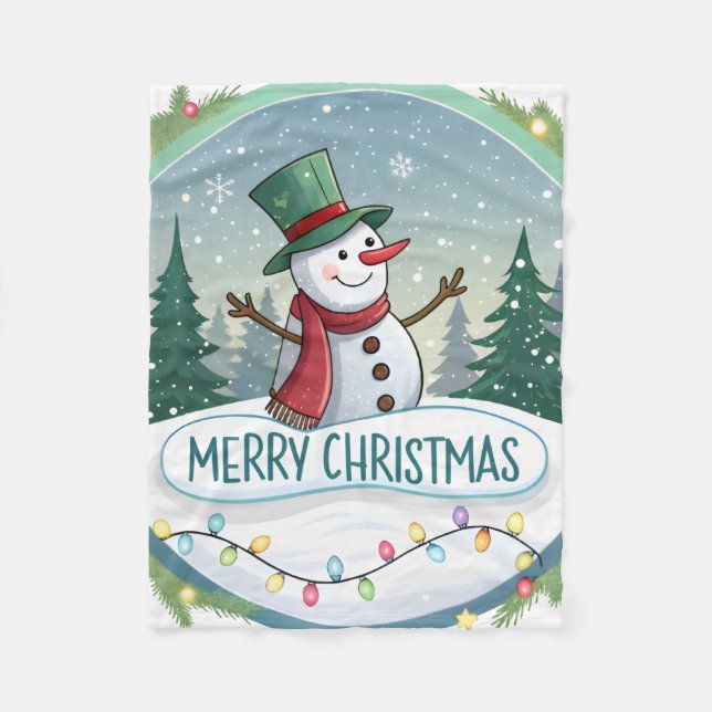 Snowman’s Joyful Christmas Welcome Fleecedecke (Vorderseite)