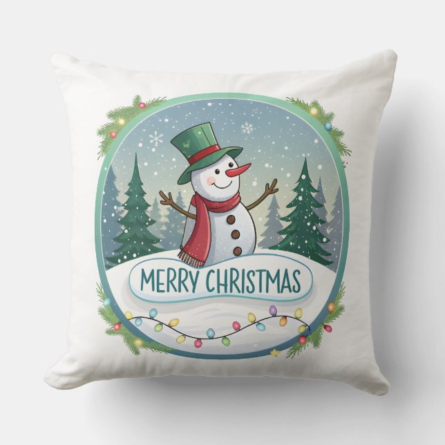 Snowman’s Joyful Christmas Welcome Kissen (Vorderseite)