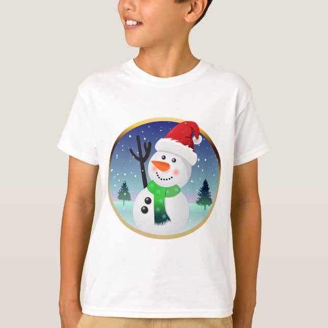 Snowman-Sankt-Cartoon T-Shirt (Vorderseite)
