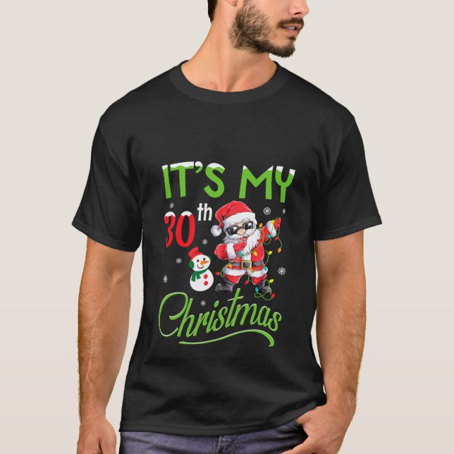 Snowman Santa Claus Dabbing Together It's My 30. T-Shirt (Vorderseite)