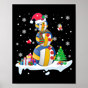 Snowman Santa Volleyball Golf Xmas Spieler Poster