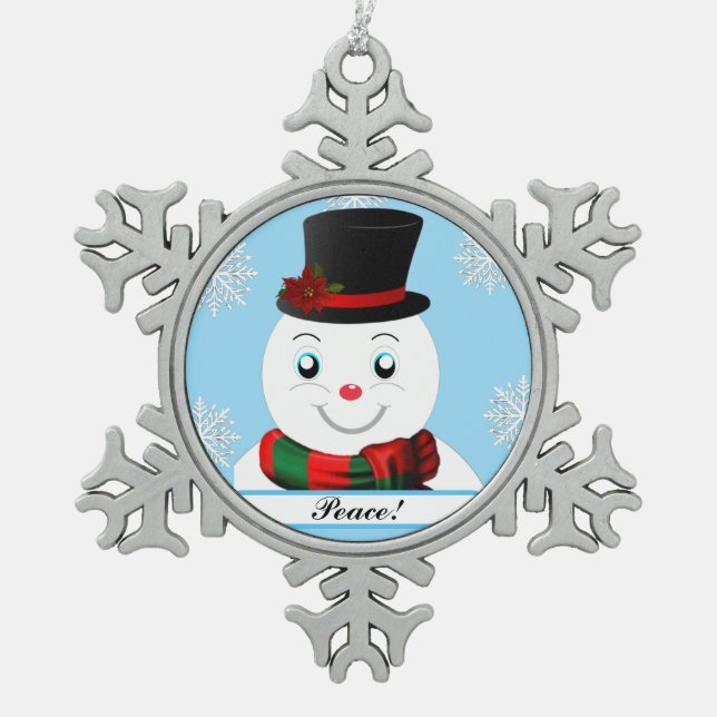 snowman schneeflocken Zinn-Ornament (Vorderseite)