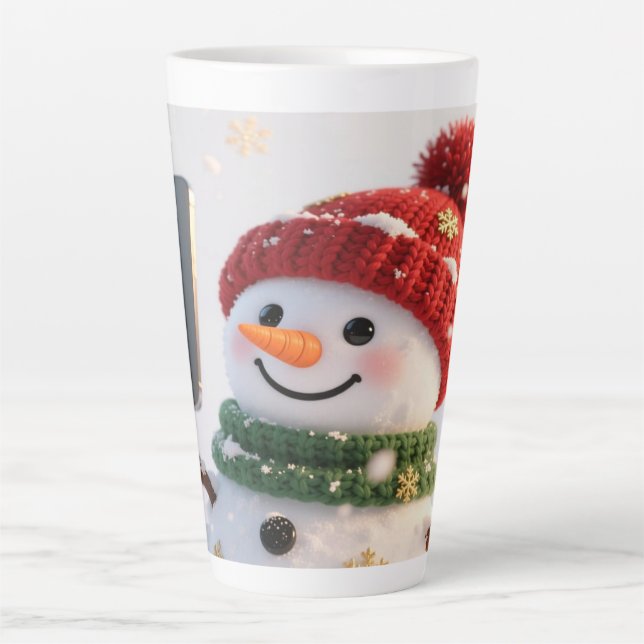 Snowman Selfie Christmas Latte Mug Milchtasse (Vorderseite)