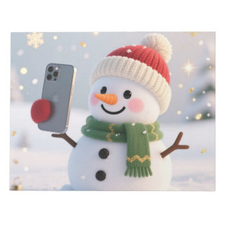 Snowman Selfie Christmas Notepad Notizblock